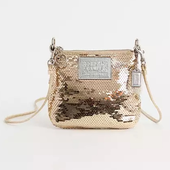 COACH POPPY DISCO GOLD SEQUINED BAG - Picture 1 of 1